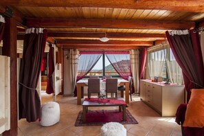 Villa (Zeus) | Living area | TV, fireplace