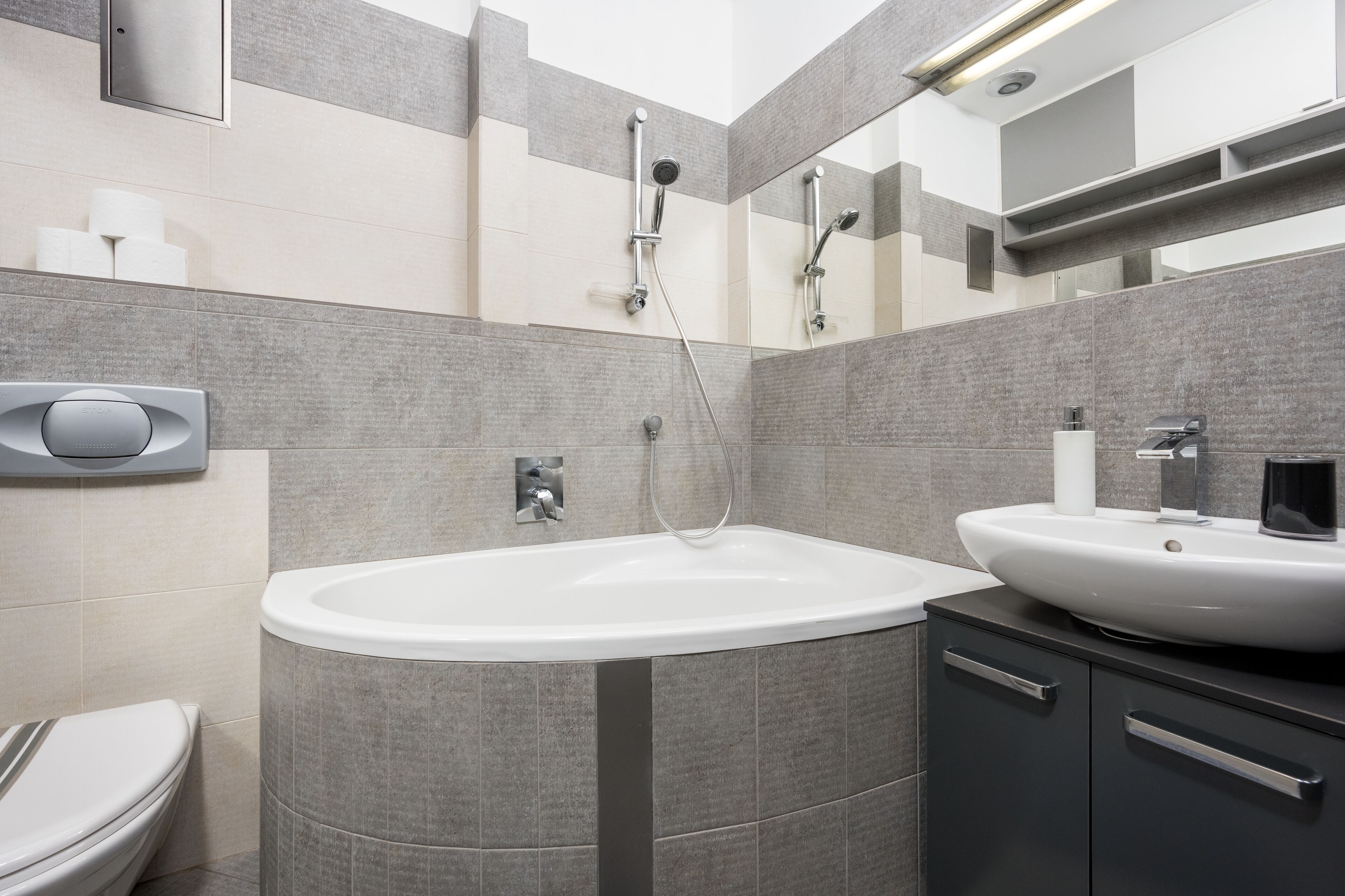 suite, 2 bedrooms (#6) | bathroom | shower, hair dryer, towels, soap