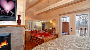 Sweetheart Cabin, 1 Bedroom, Jetted Heart-shaped Tub, Outdoor Hot Tub, Mountain View | Premium bedding, individually decorated, individually furnished