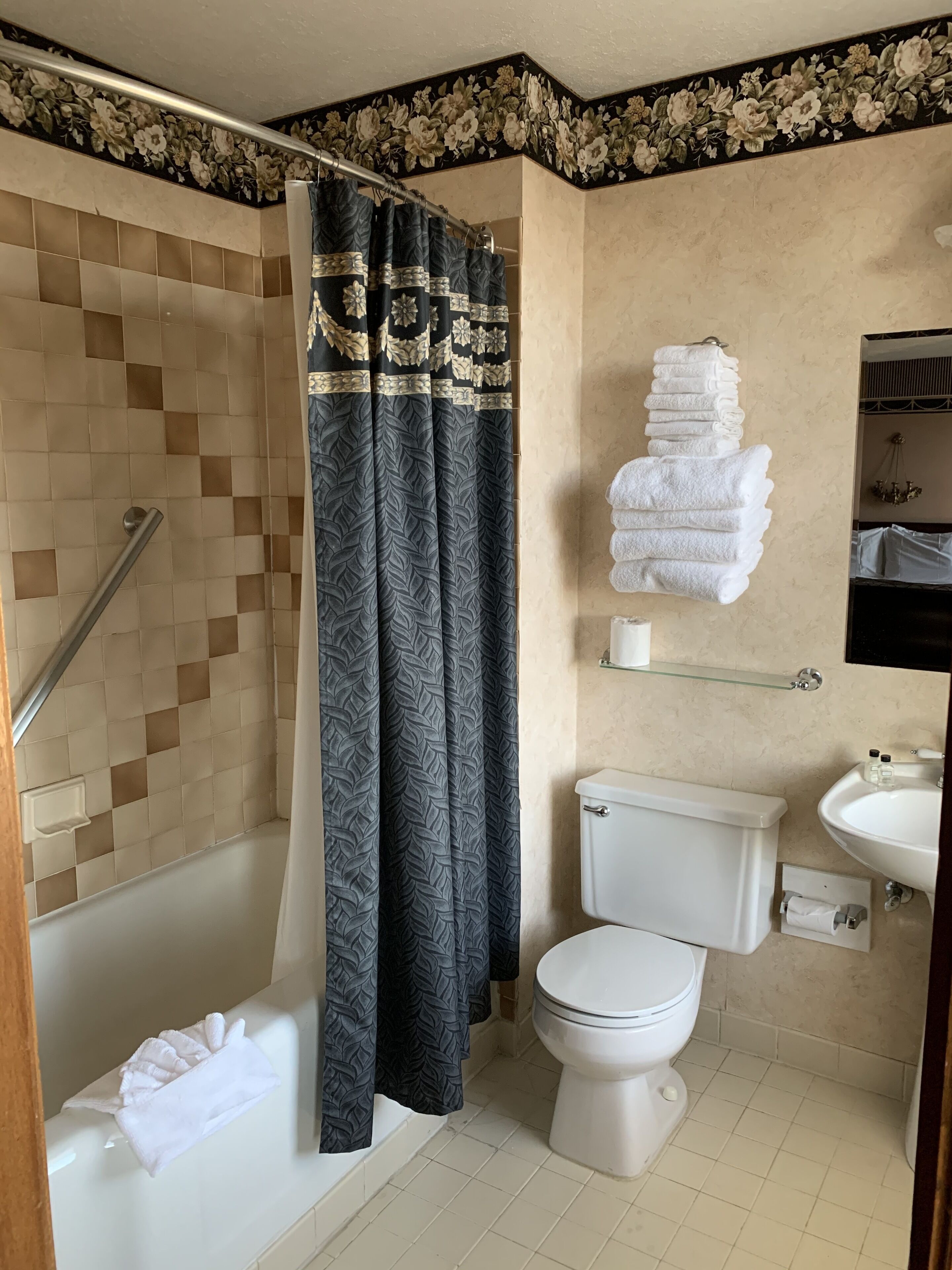 deluxe room, 1 king bed | bathroom | combined shower/bathtub, free toiletries, hair dryer, towels