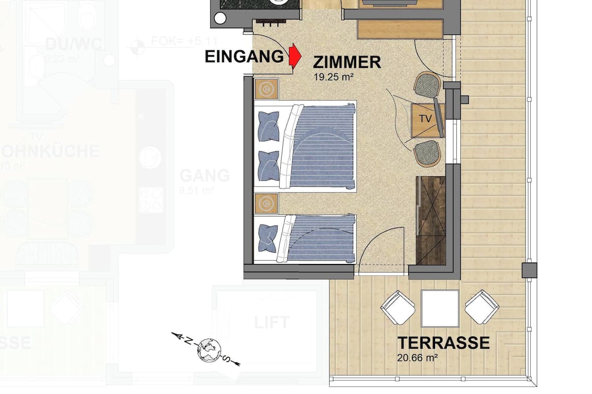 Apartment, 1 Bedroom, Patio, Mountain View | Floor plan