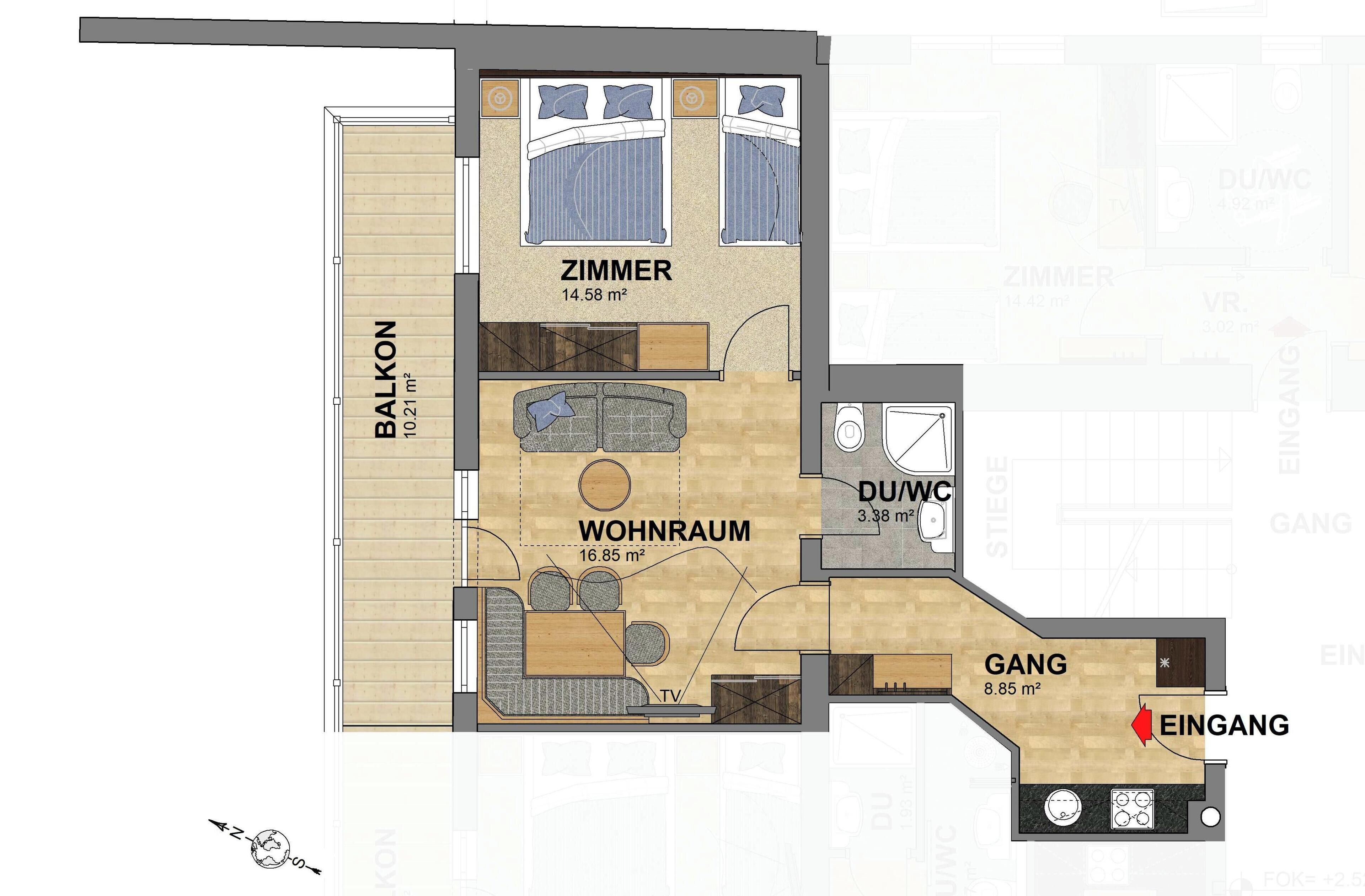 Apartment, 1 Bedroom, Balcony, Mountain View | Floor plan