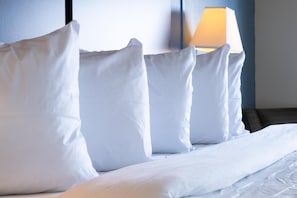 Premium bedding, desk, blackout drapes, iron/ironing board