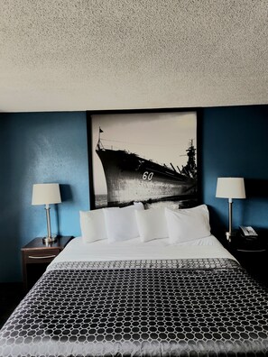 Premium bedding, desk, blackout curtains, iron/ironing board