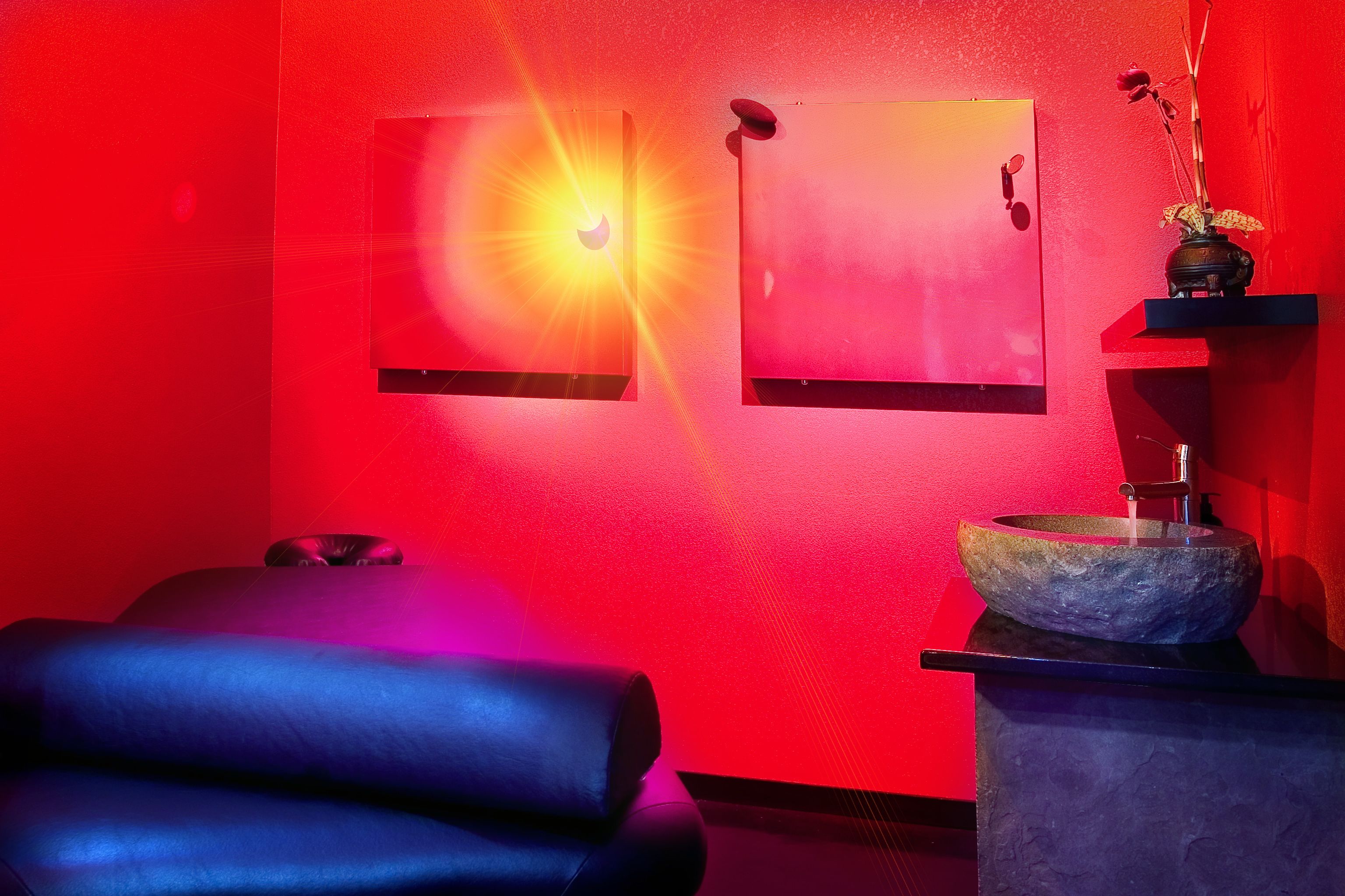 Espace de soins pour les couples, bain à remous, soins corporels