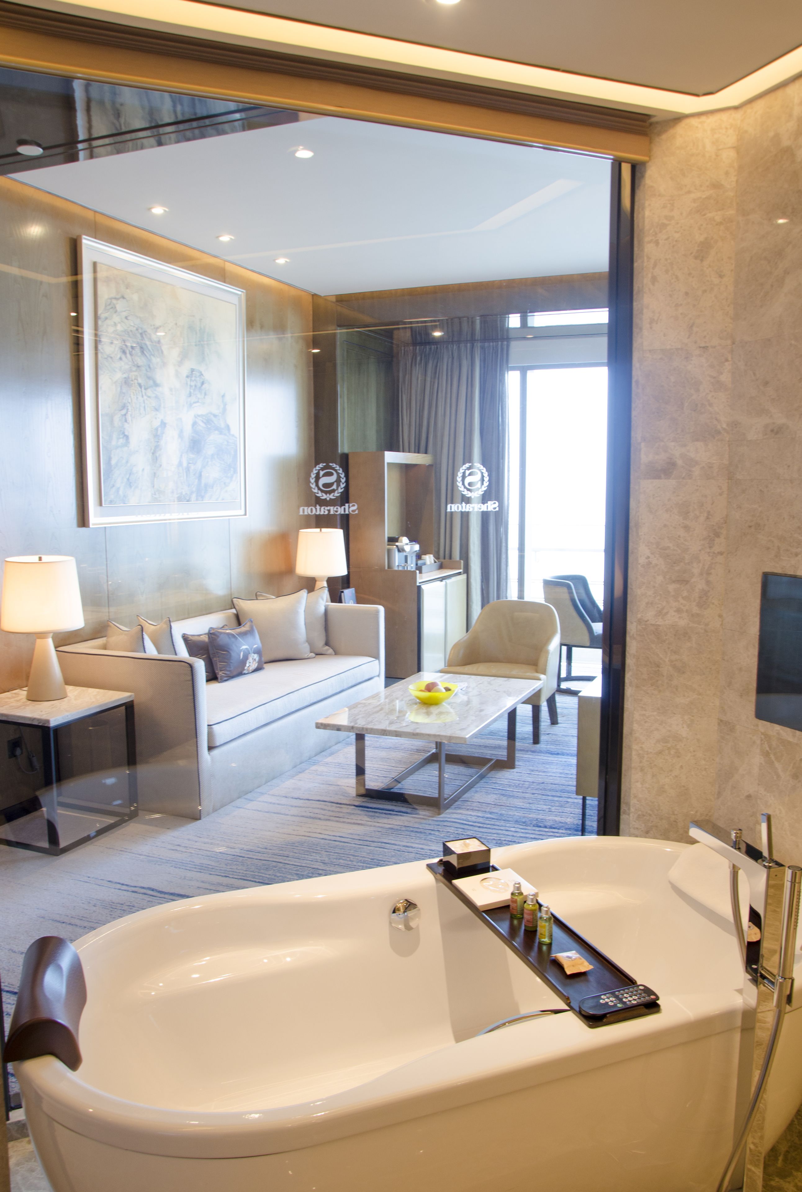 junior suite, 1 bedroom, balcony | deep-soaking bathtub