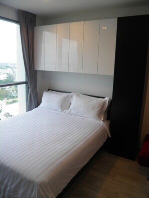 Leilighet – exclusive, 1 soverom, byutsikt | 1 soverom, sengetøy av topp kvalitet og safe på rommet