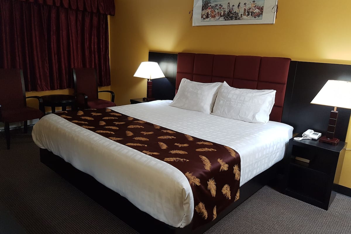 1 bedroom, desk, blackout drapes, iron/ironing board