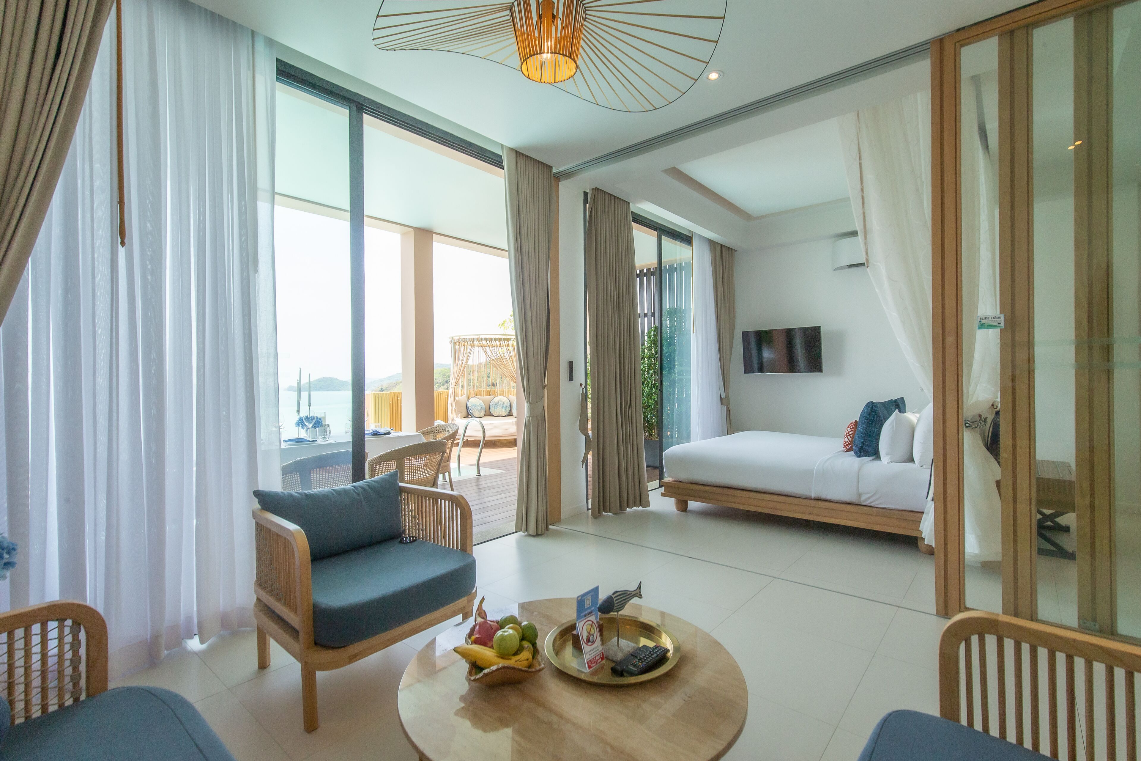 Panoramic Two Bedroom Pool Villa | Living area | Flat-screen TV, DVD player