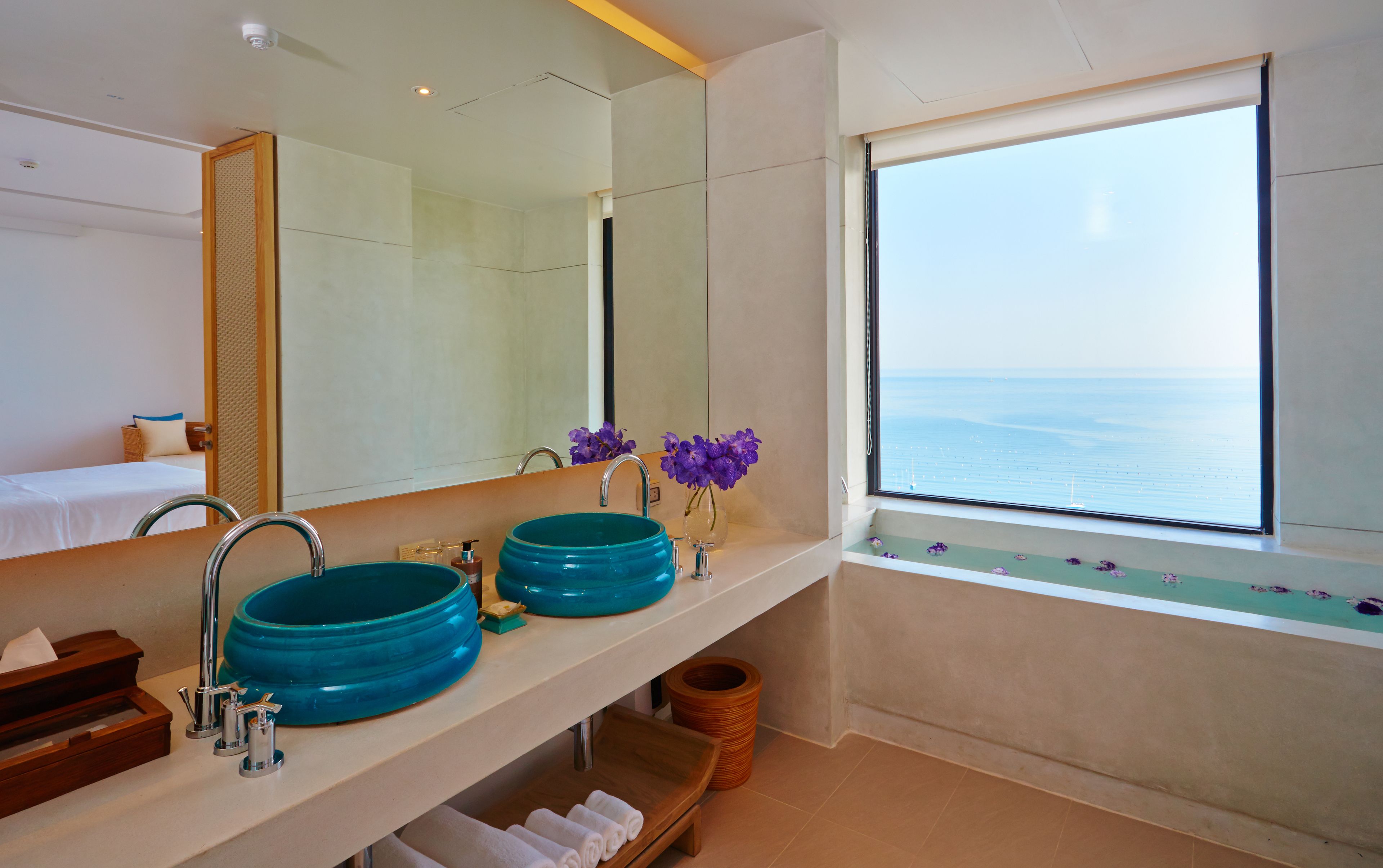 ao yon two bedroom pool villa | bathroom | separate bathtub and shower, rainfall showerhead, free toiletries