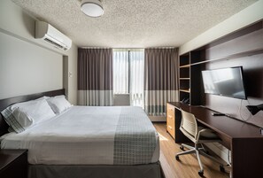 Studio | Desk, laptop workspace, blackout drapes, iron/ironing board - Gage Suites at UBC (Vancouver)
