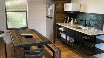 Fridge, microwave, coffee/tea maker