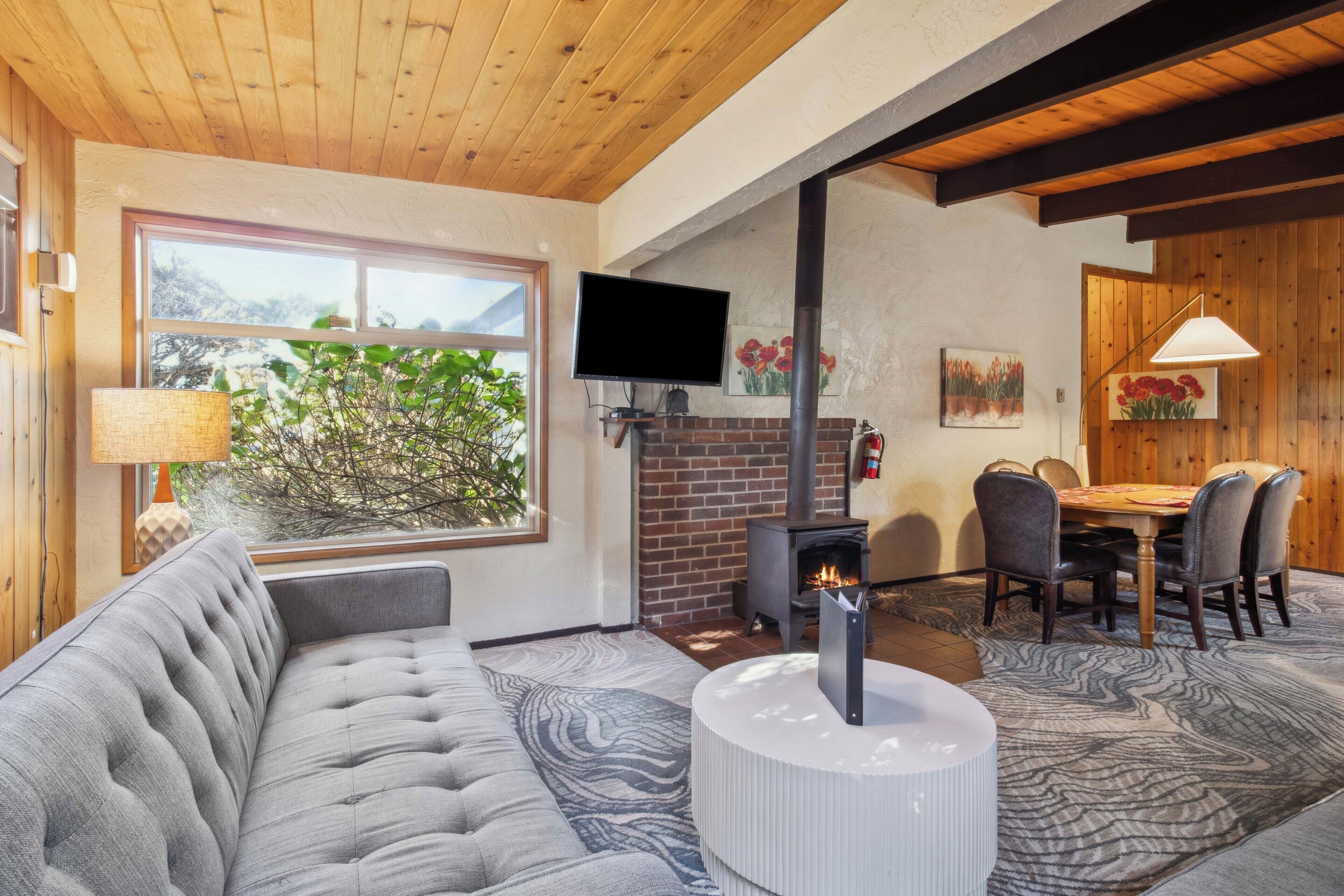 two bedroom suite kitchen pet friendly | living area | flat-screen tv