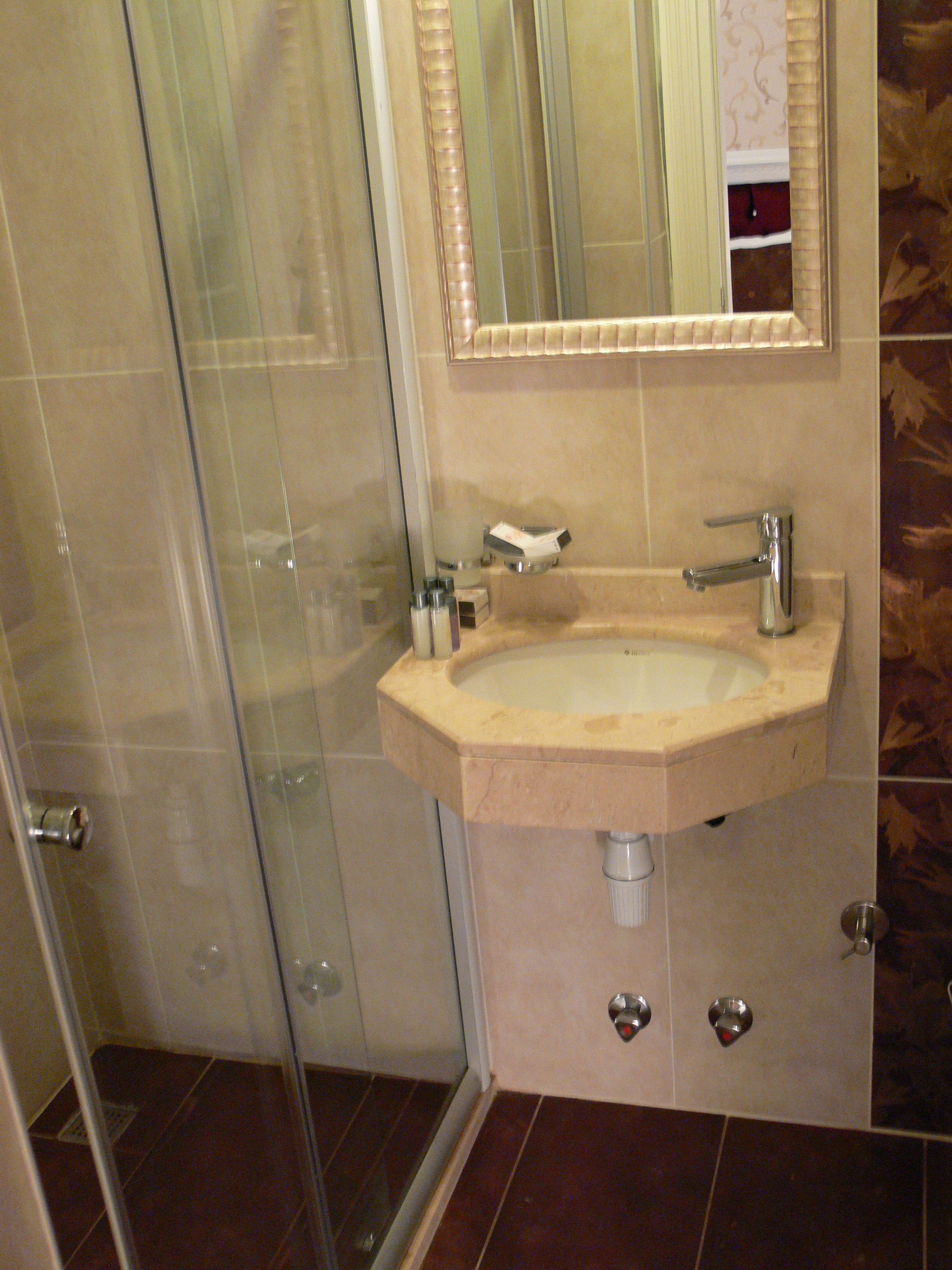 economy double room | bathroom | shower, free toiletries, hair dryer, slippers
