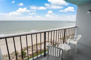 Oceanfront King Penthouse (no pets) | Terrace/patio - Tropical Seas Hotel (Myrtle Beach)