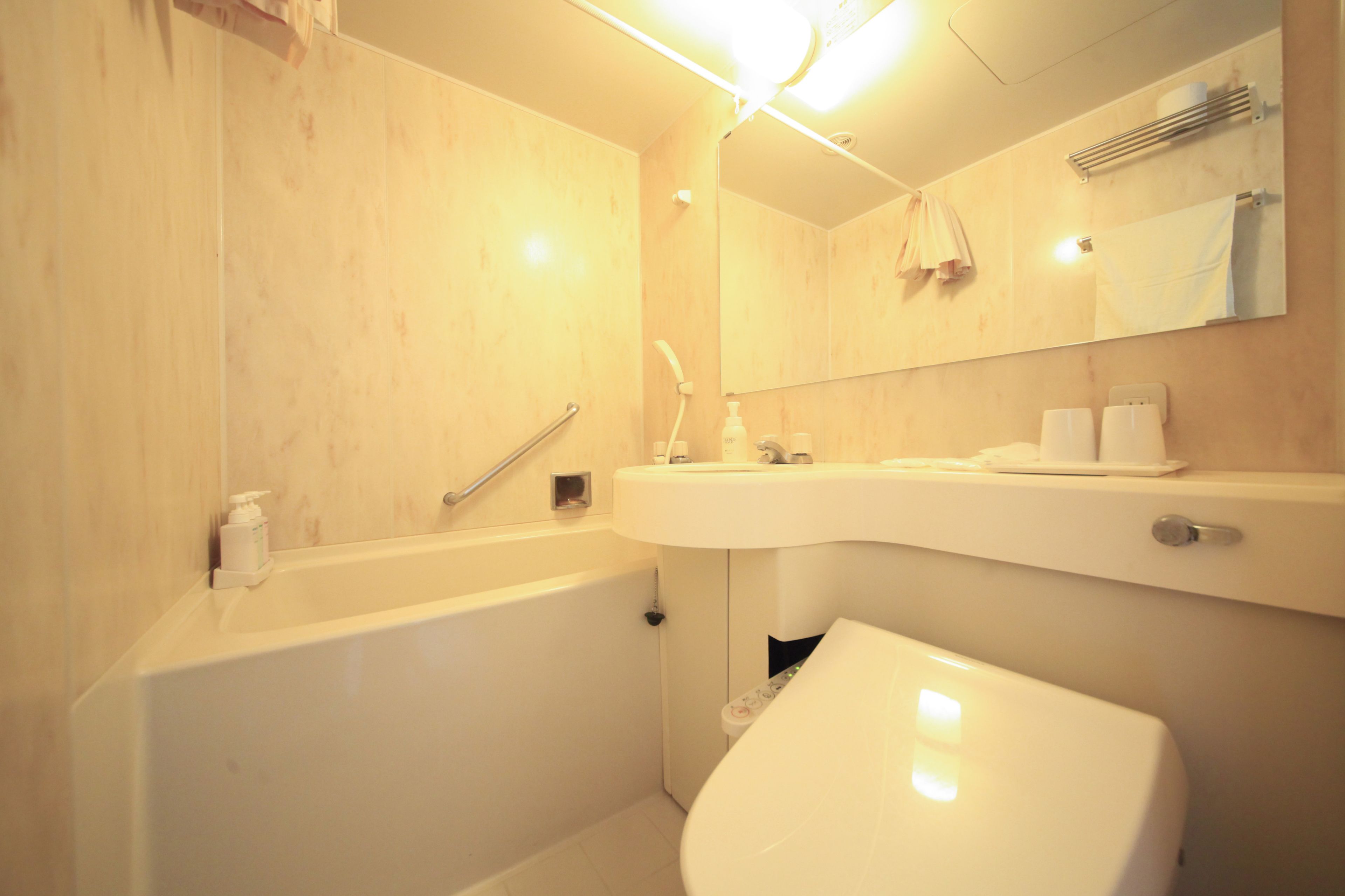 free toiletries, hair dryer, slippers, electronic bidet