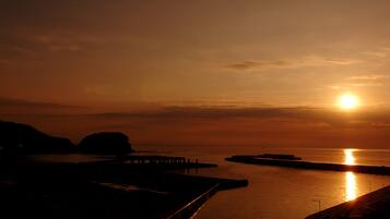 Utsikt mot strand/hav
