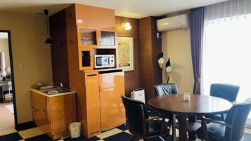 Fridge, electric kettle
