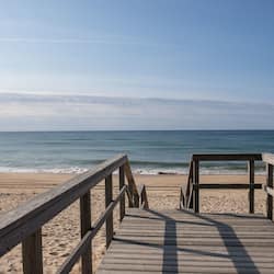 On the beach, sun loungers, beach umbrellas, beach towels