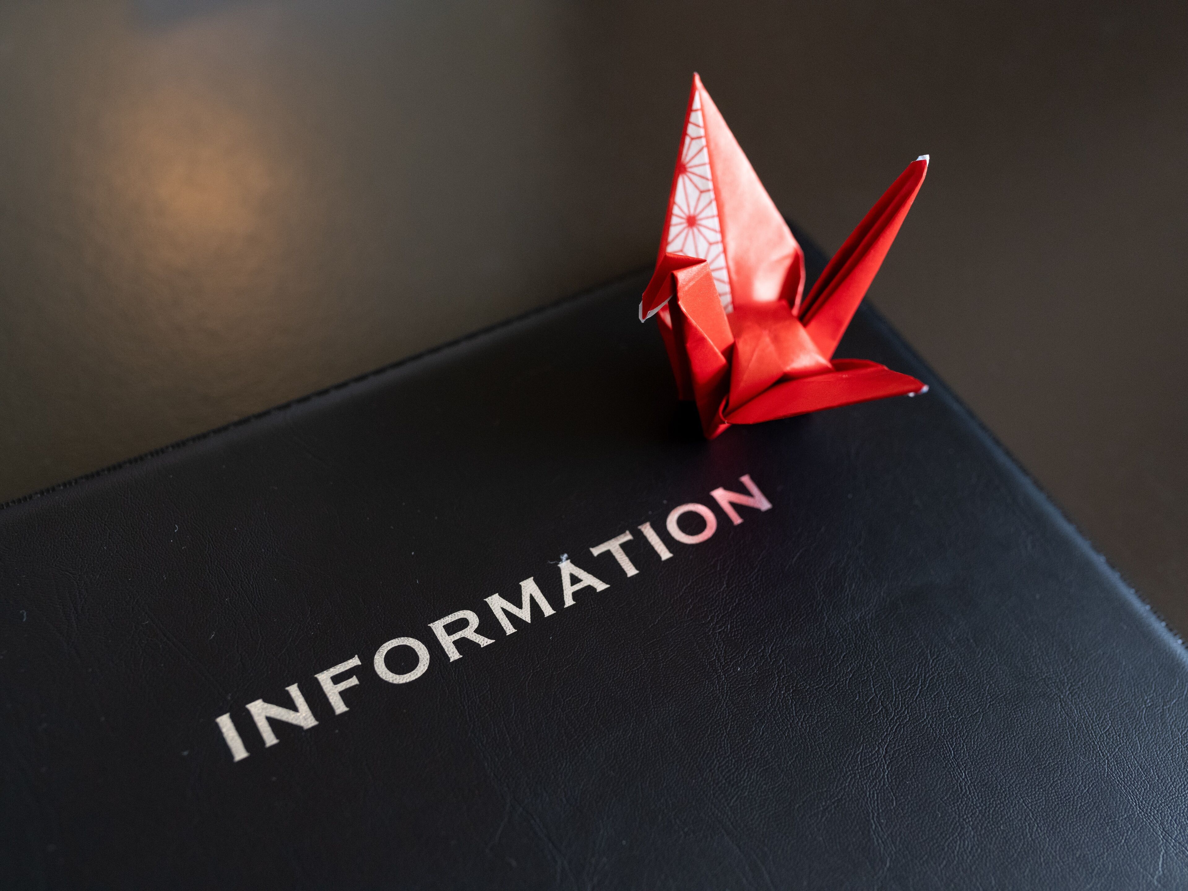 A black folder with the word "INFORMATION" on it.