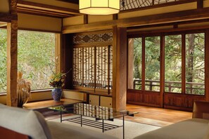 Shakunage Japanese style Luxury Villa with Outside Bath / River View | Premium bedding, down duvets, pillow-top beds, free minibar
