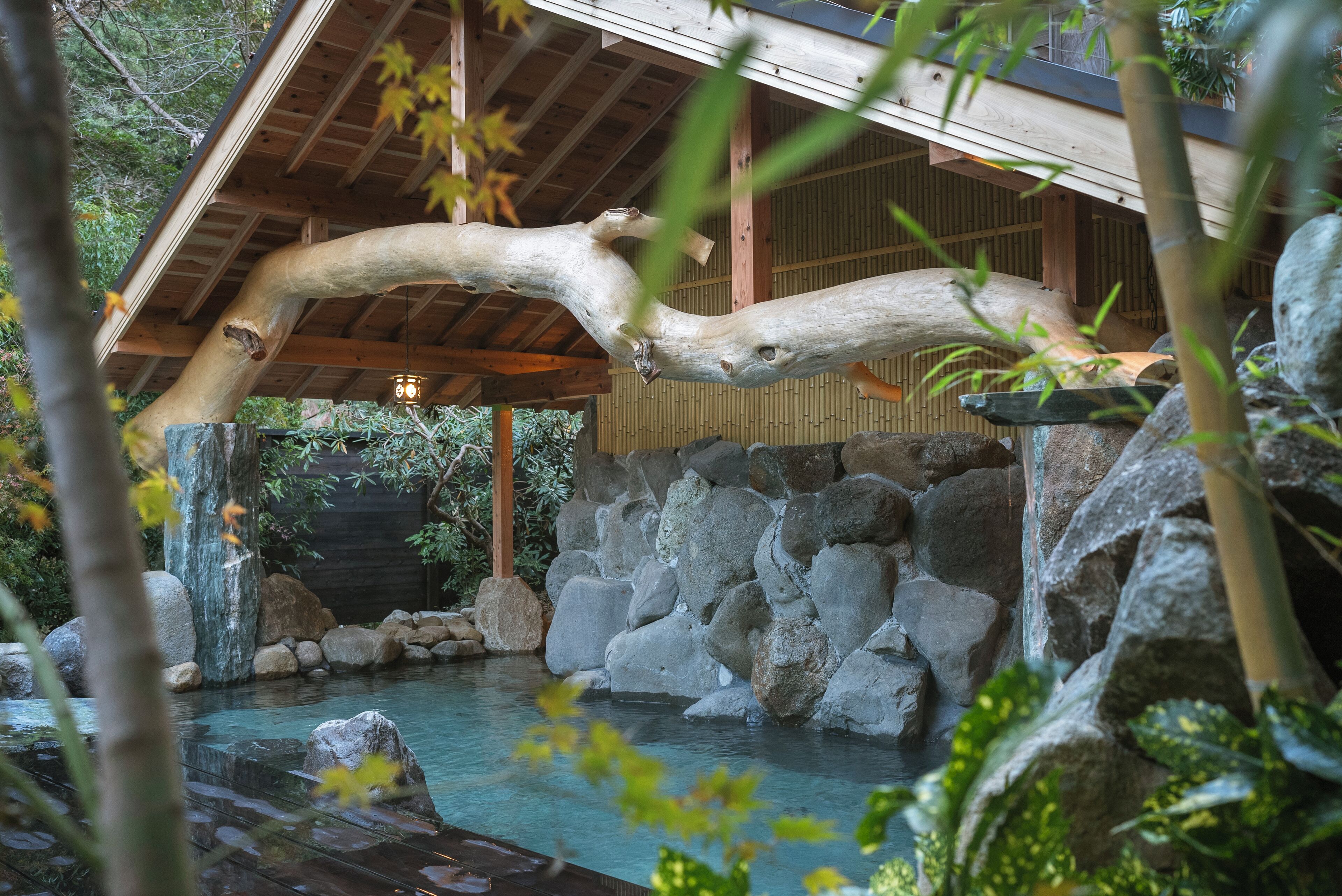 Shakunage Japanese style Luxury Villa with Outside Bath / River View | Bathroom | Combined shower/bathtub, spring water bathtub, free toiletries