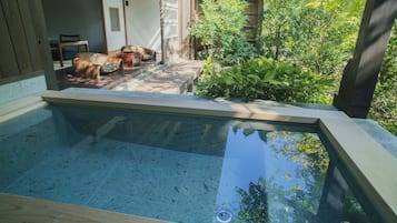 YAMAZAKURA Japanese-Style Room with Open-Air Bath | Bathroom | Combined shower/tub, spring water tub, free toiletries, hair dryer