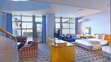 Suite Maisonette Room with Private Open Air Bath - Indoor Bath - Non-Smoking | Cofres nos quartos, escrivaninha, Wi-Fi de cortesia, roupa de cama