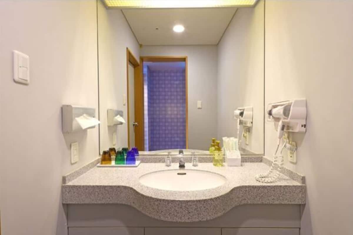 Bathroom | Combined shower/bathtub, free toiletries, hair dryer, slippers