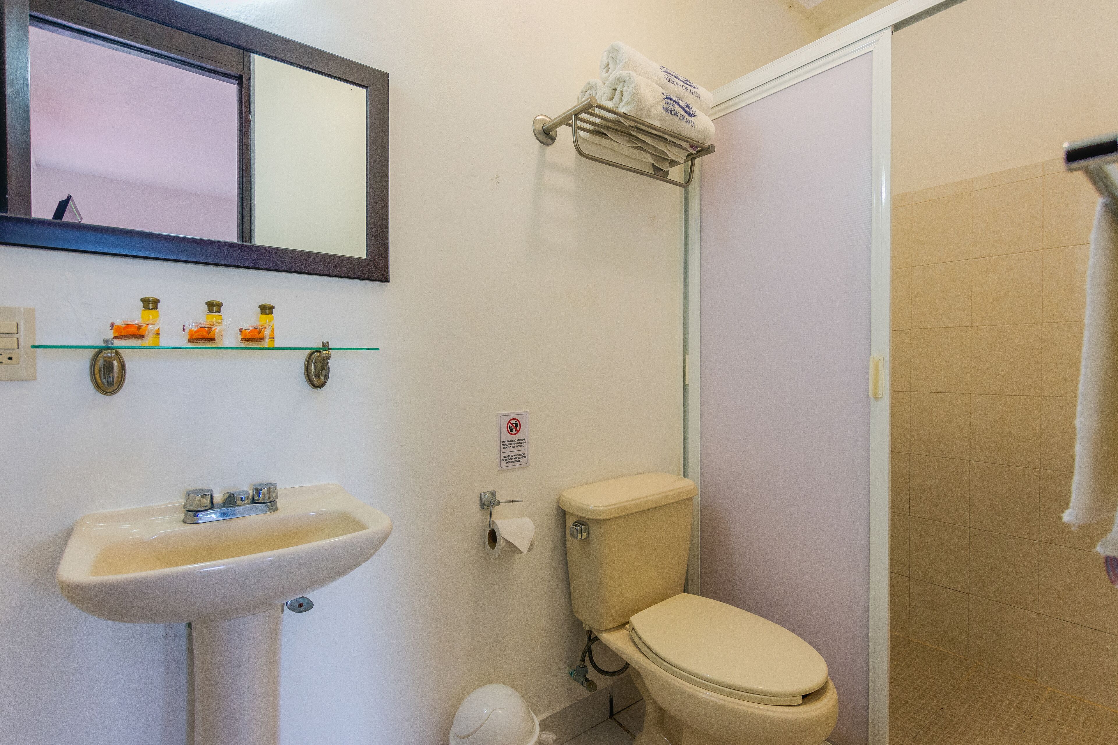 basic triple room | bathroom | shower, free toiletries, hair dryer, towels