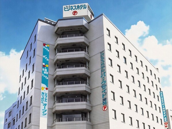 A multi-story building with a flat facade and a series of balconies on each floor. - Business Hotel Park Side Takamatsu (Takamatsu)