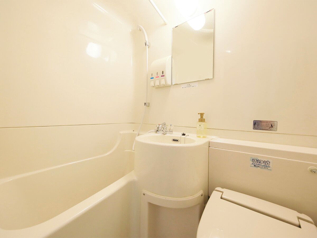 combined shower/bathtub, free toiletries, hair dryer, slippers