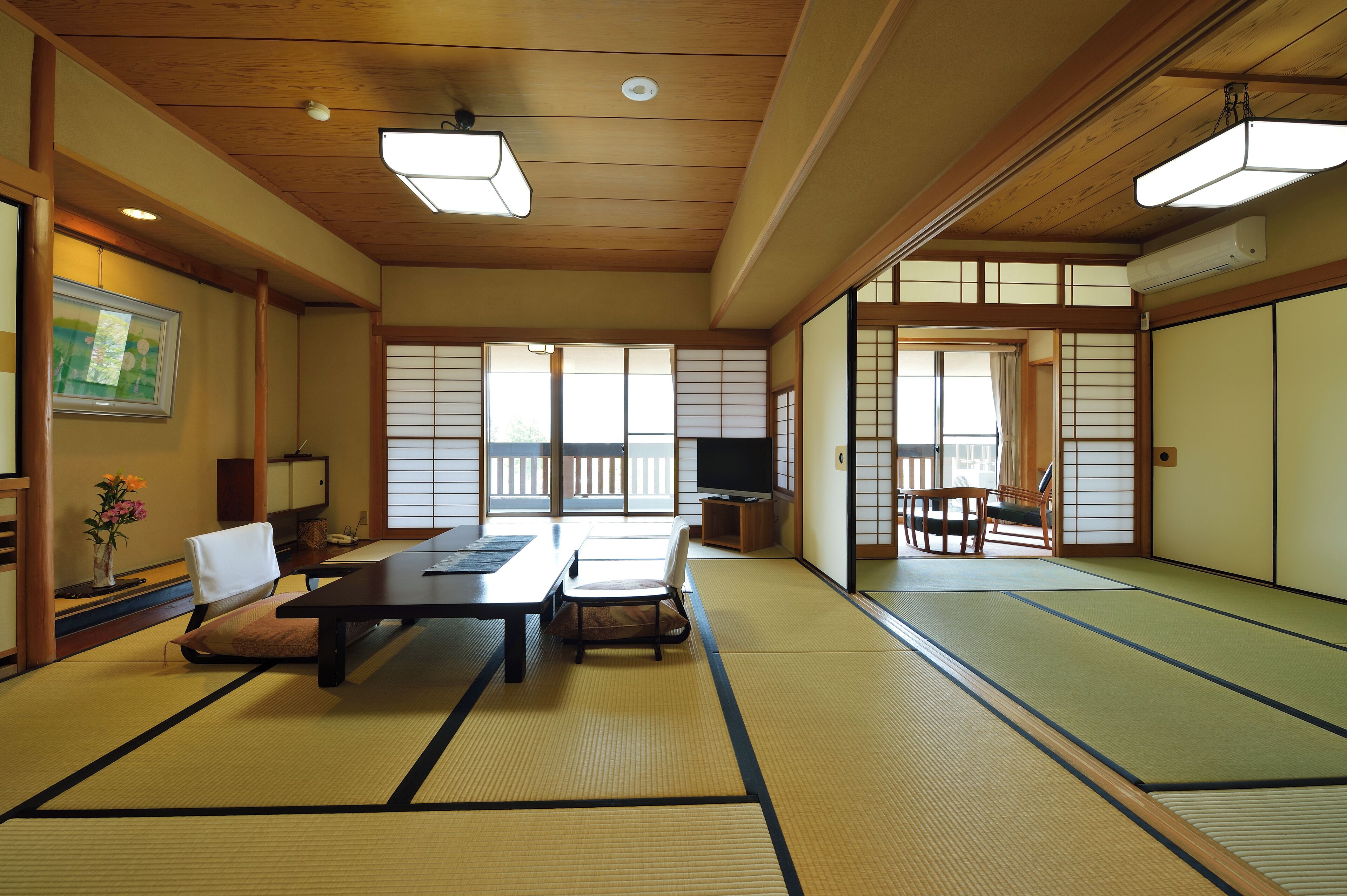 Japanese-style Room with 10+6 Tatami Mats, Main building (In-room Dining) | Down comforters, minibar, in-room safe, individually furnished