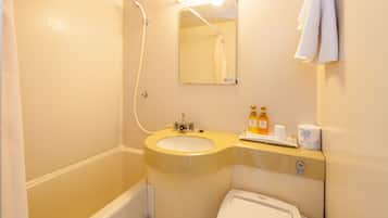Combined shower/tub, electronic bidet, towels