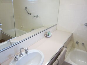 Quadruple Room, Multiple Beds | Bathroom | Combined shower/tub, deep soaking tub, free toiletries