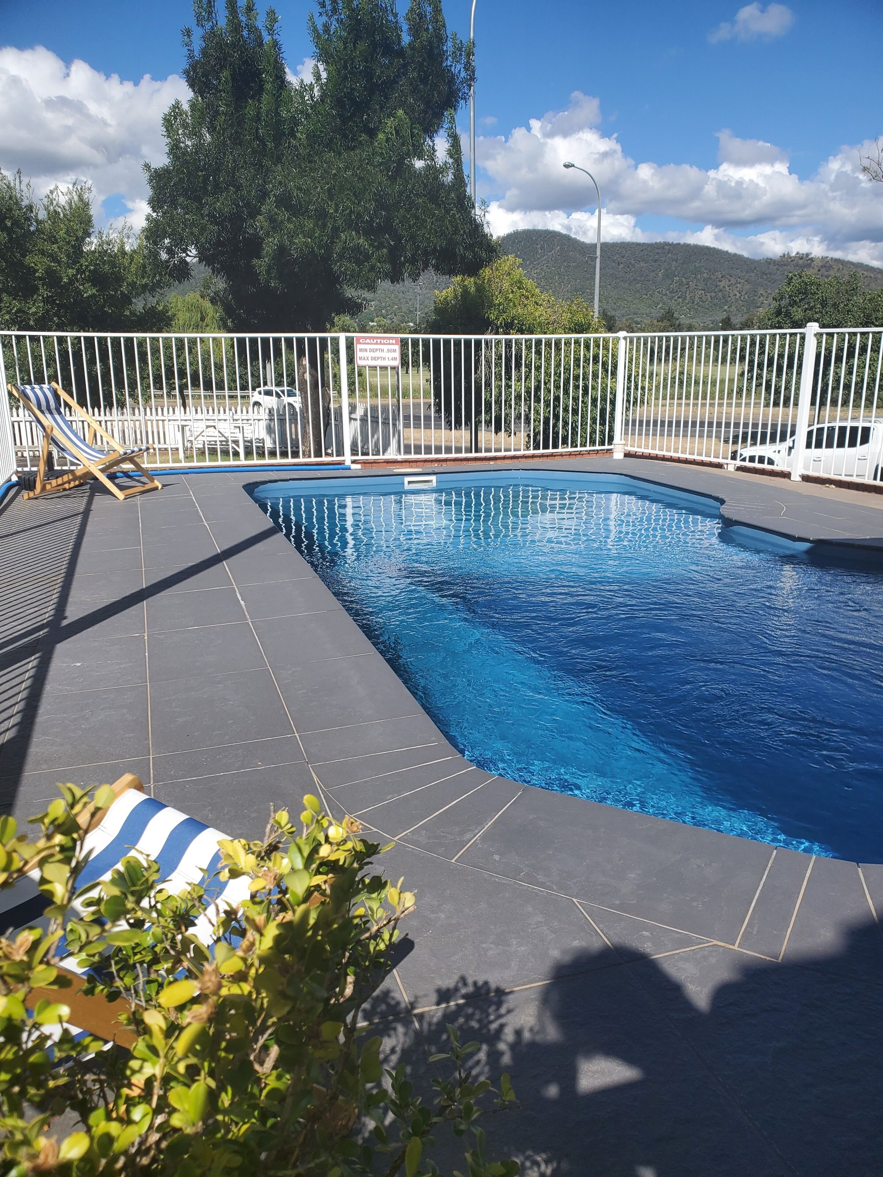 Outdoor pool, pool loungers