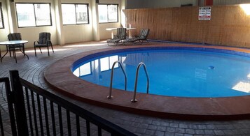 Indoor pool, open 8:30 AM to 7:30 PM, sun loungers