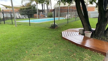 Outdoor pool, pool loungers