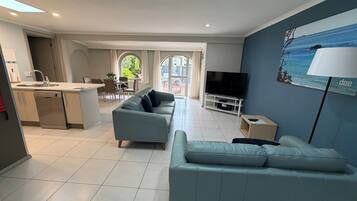 Luxury Apartment, 2 Bedrooms, Non Smoking, Kitchen (Premium Luxury) | Living area | TV, DVD player, ping pong