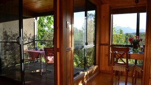 Panoramic Cabin, 1 Bedroom, Non Smoking, Kitchenette (Cottage - Kookaburra) | Living area | Flat-screen TV, fireplace - Tuckeroo Cottages & Gardens (Rathdowney)