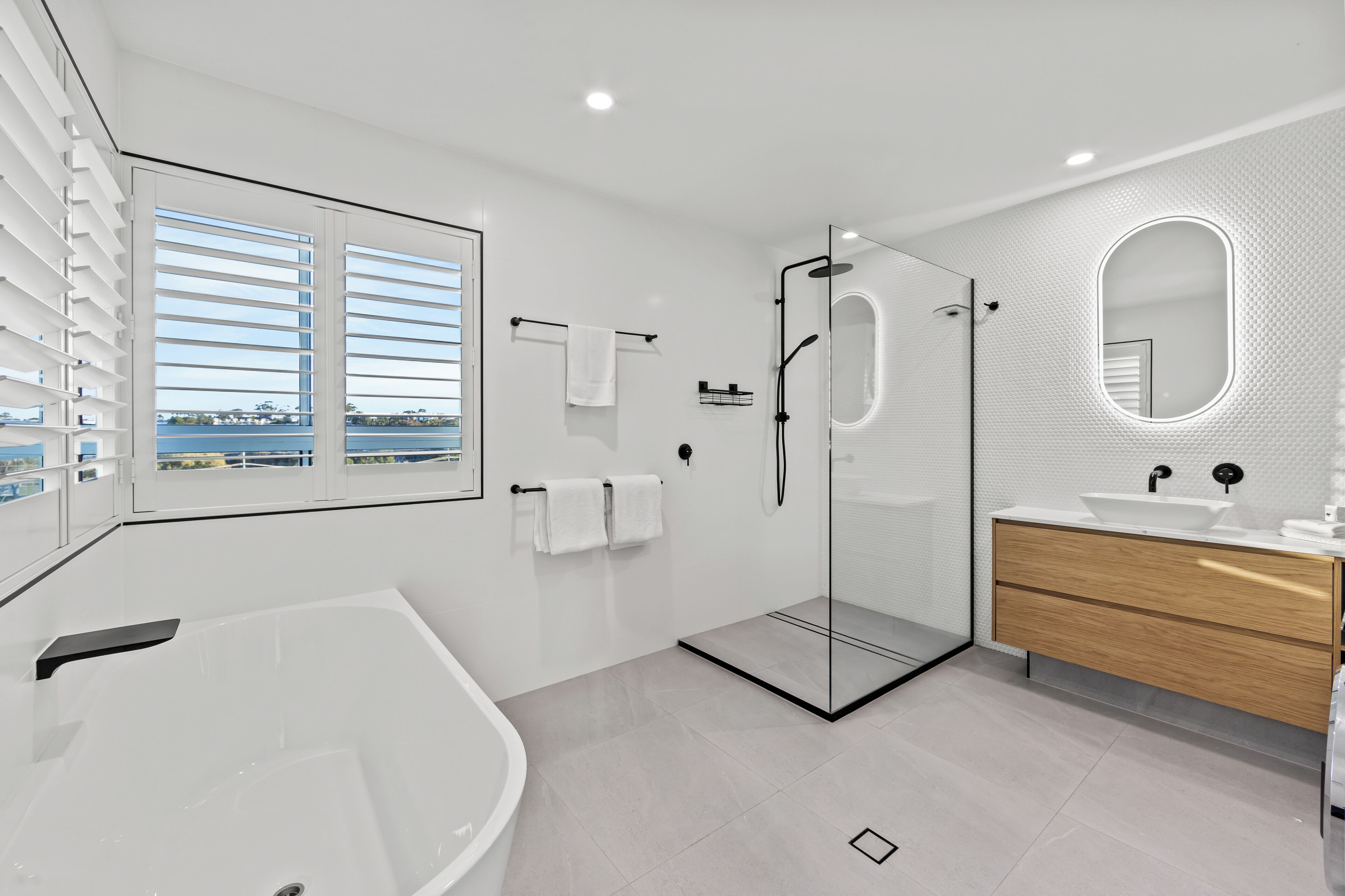premium apartment | bathroom | separate bathtub and shower, jetted bath, towels