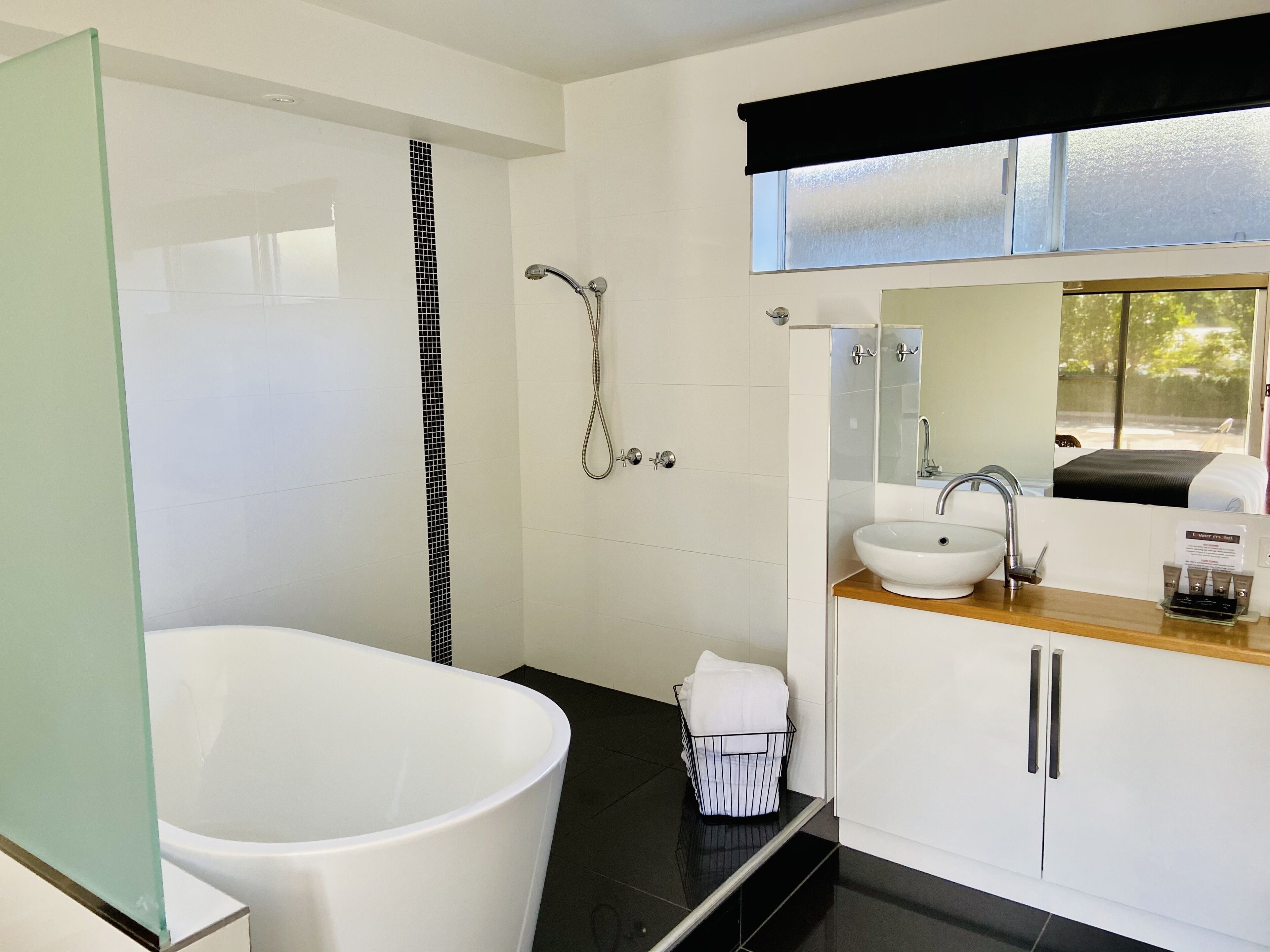 Bathroom | Hair dryer, towels