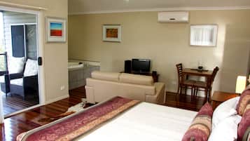 Flat-screen TV, fireplace, DVD player