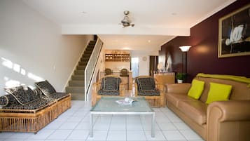 Flat-screen TV, DVD player