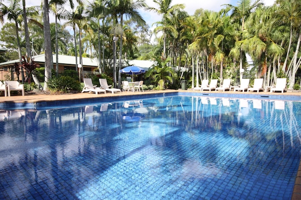 Outdoor pool, pool loungers