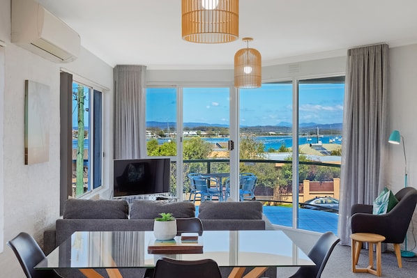 45-inch Smart TV with cable channels, DVD player