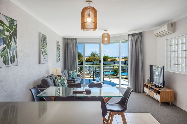 45-inch Smart TV with cable channels, DVD player