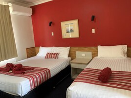 Desk, blackout curtains, iron/ironing board, free WiFi