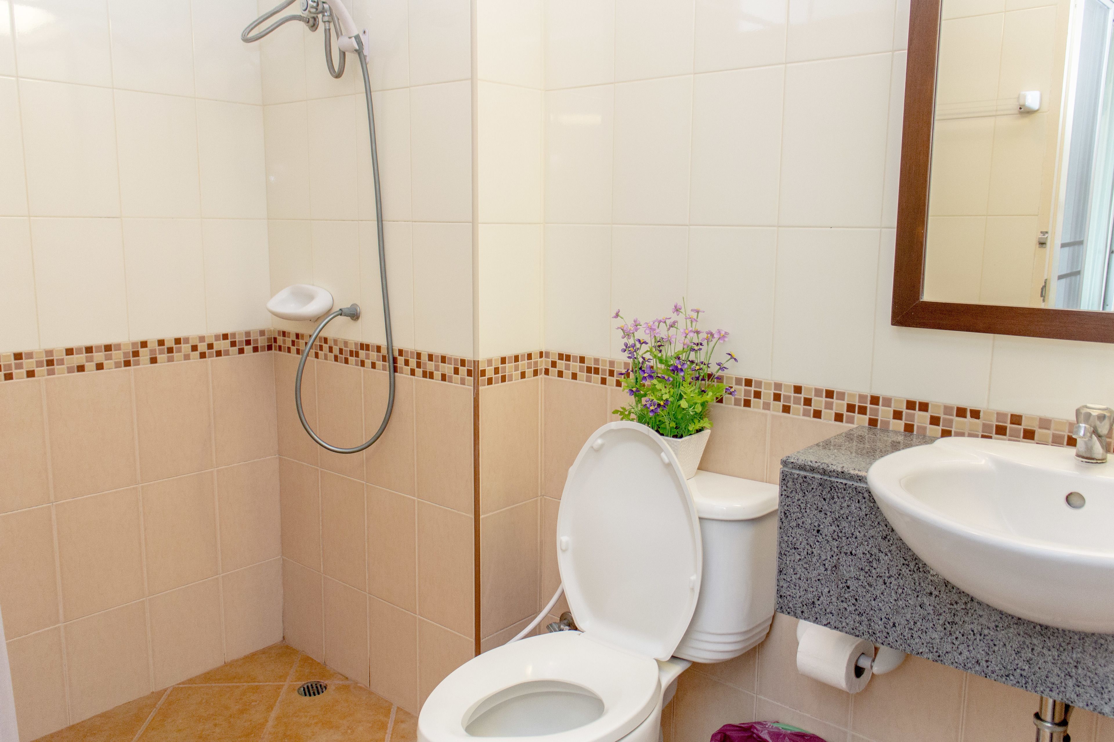 studio | bathroom | shower, free toiletries, hair dryer, towels