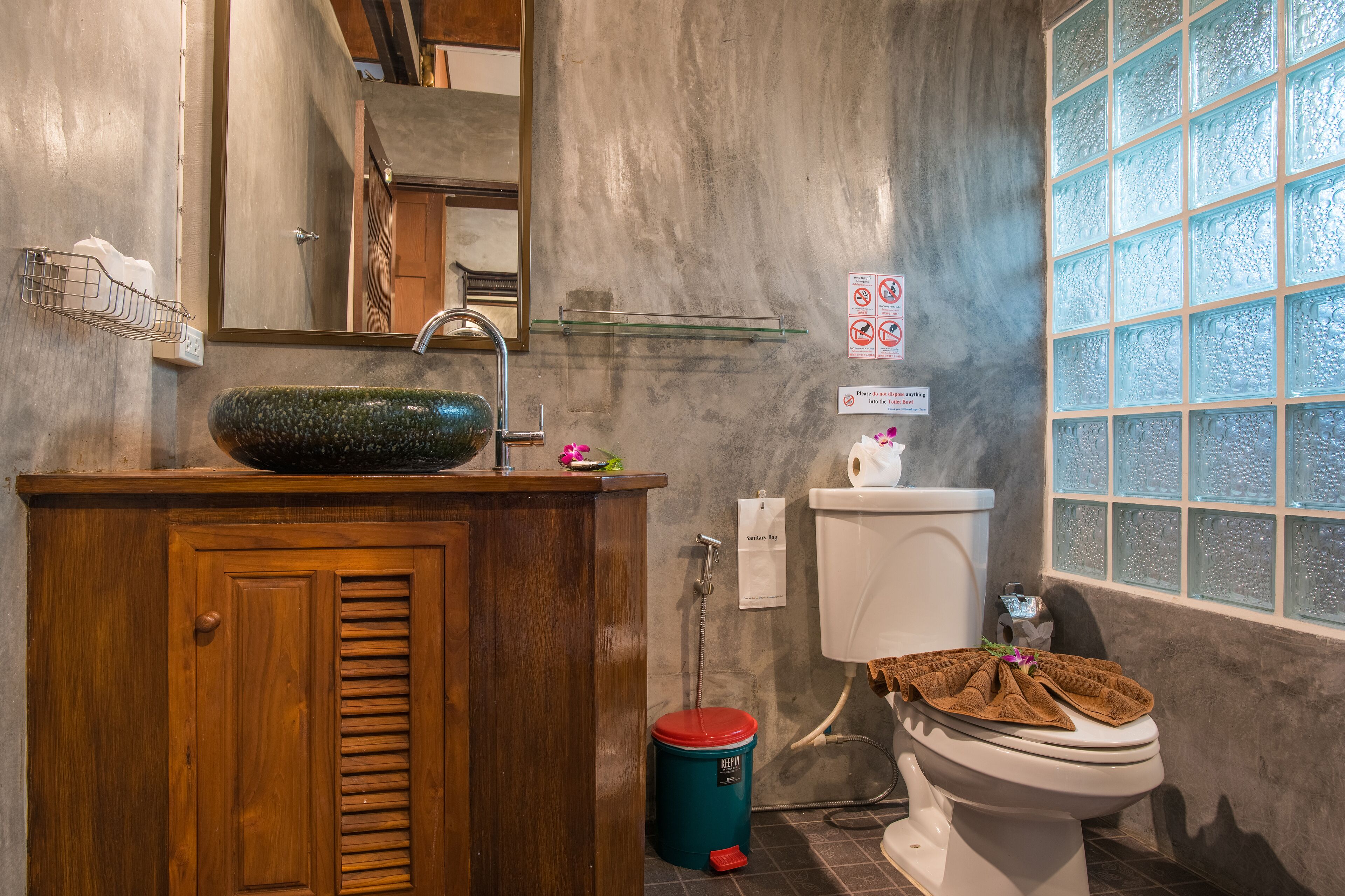 sukhothai garden suite | bathroom | rainfall showerhead, free toiletries, hair dryer, slippers